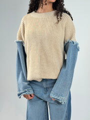 Denim Sleeves Sweater