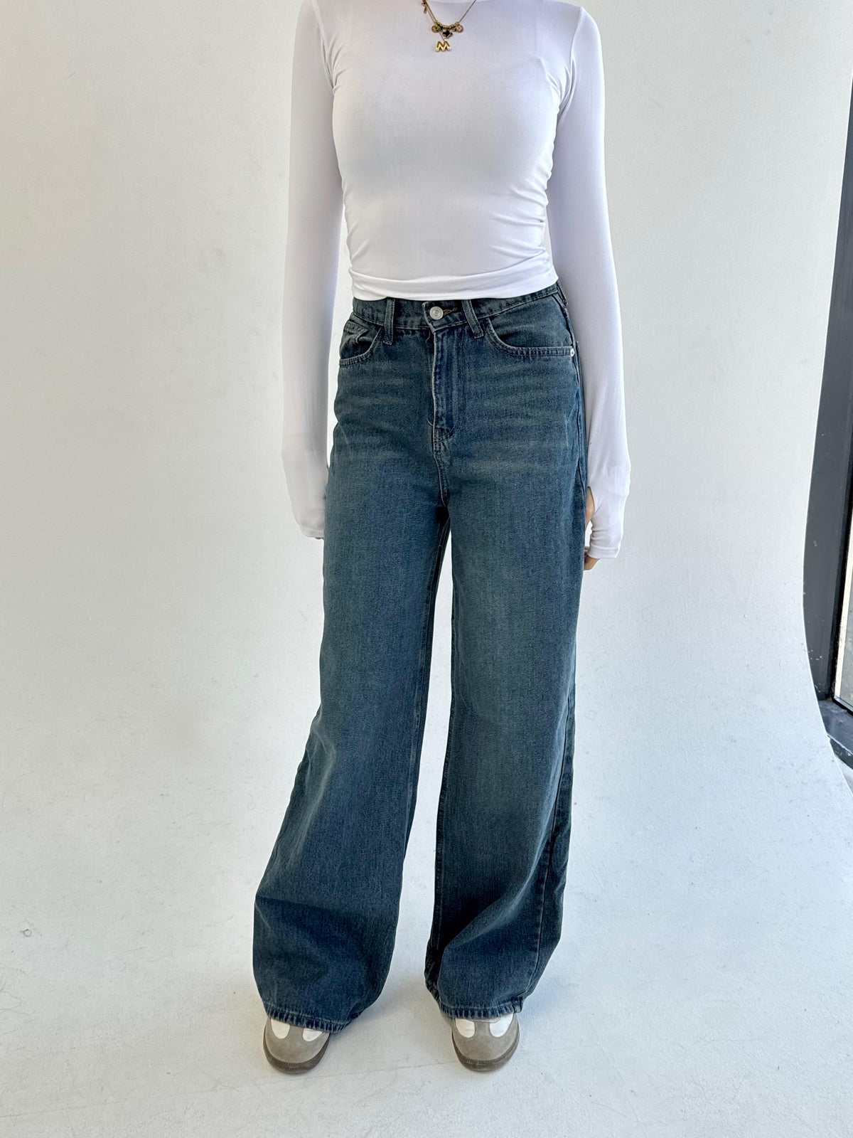 Washed Wide Leg Denim