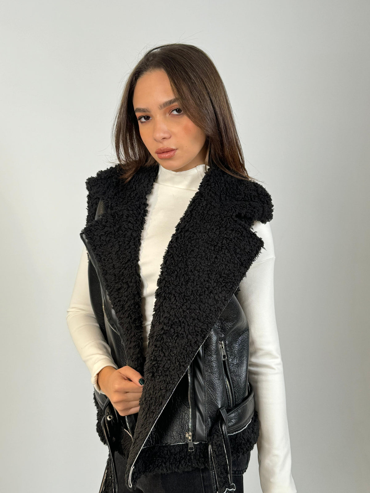 Leather X Fur Vest